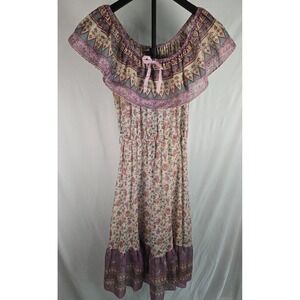 Vintage Jackie O! Prairie Dress Size‎ 13 Floral Cottagecore Boho Peasant Midi